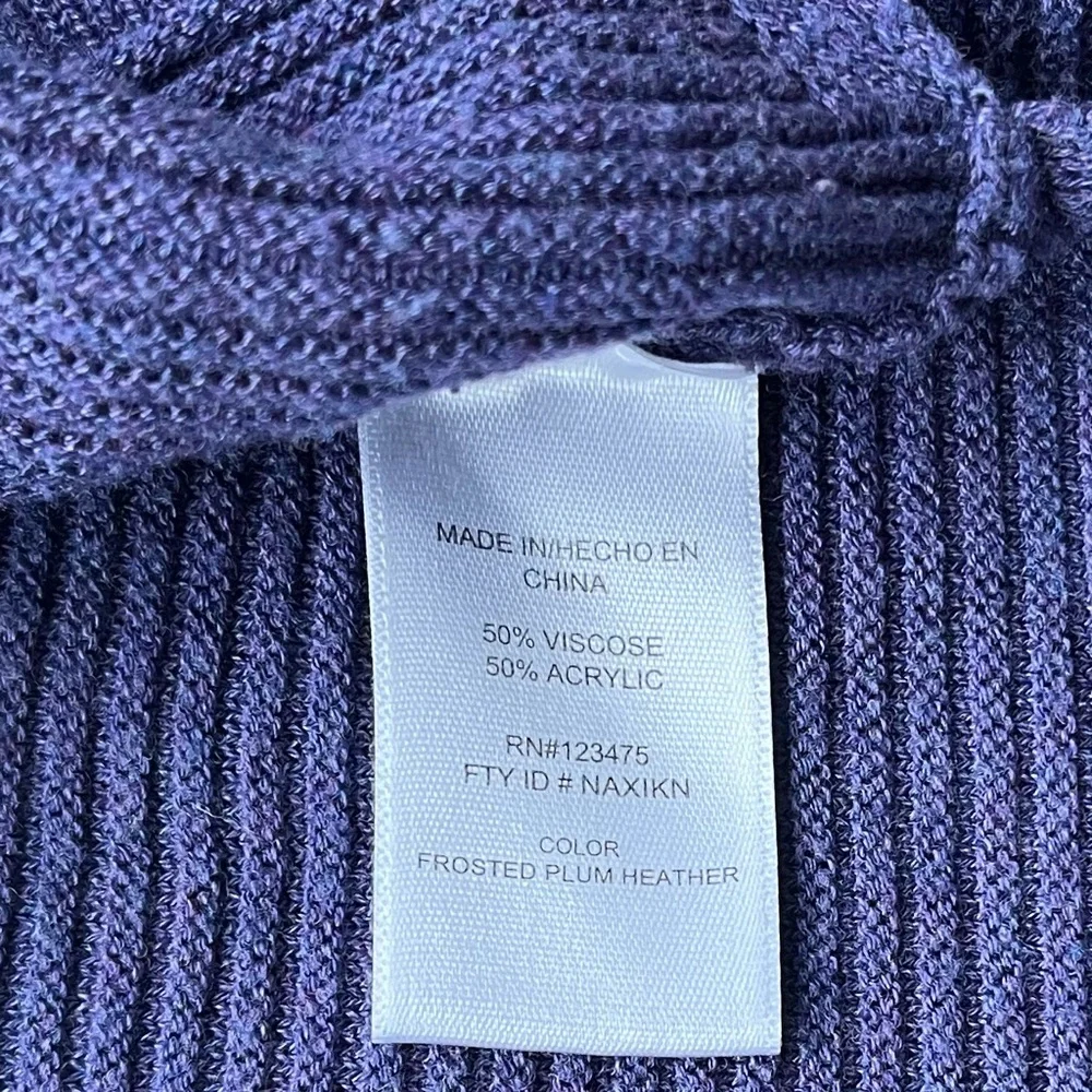 Adrienne Vittadini Women’s Purple Ribbed Cowl Neck Tunic Sweater - XS - EUC